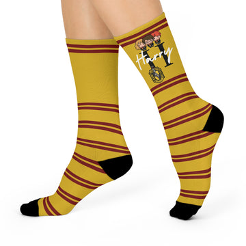 Personalized HufflePuff Socks - Name and Initial Socks - Mustard