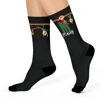 Personalized ELF Christmas Crew Socks - Black