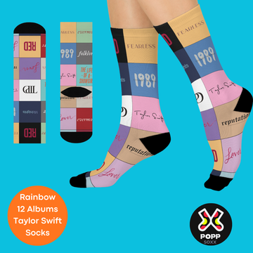 Rainbow TS Album Designer Premium Crew Socks- One Size