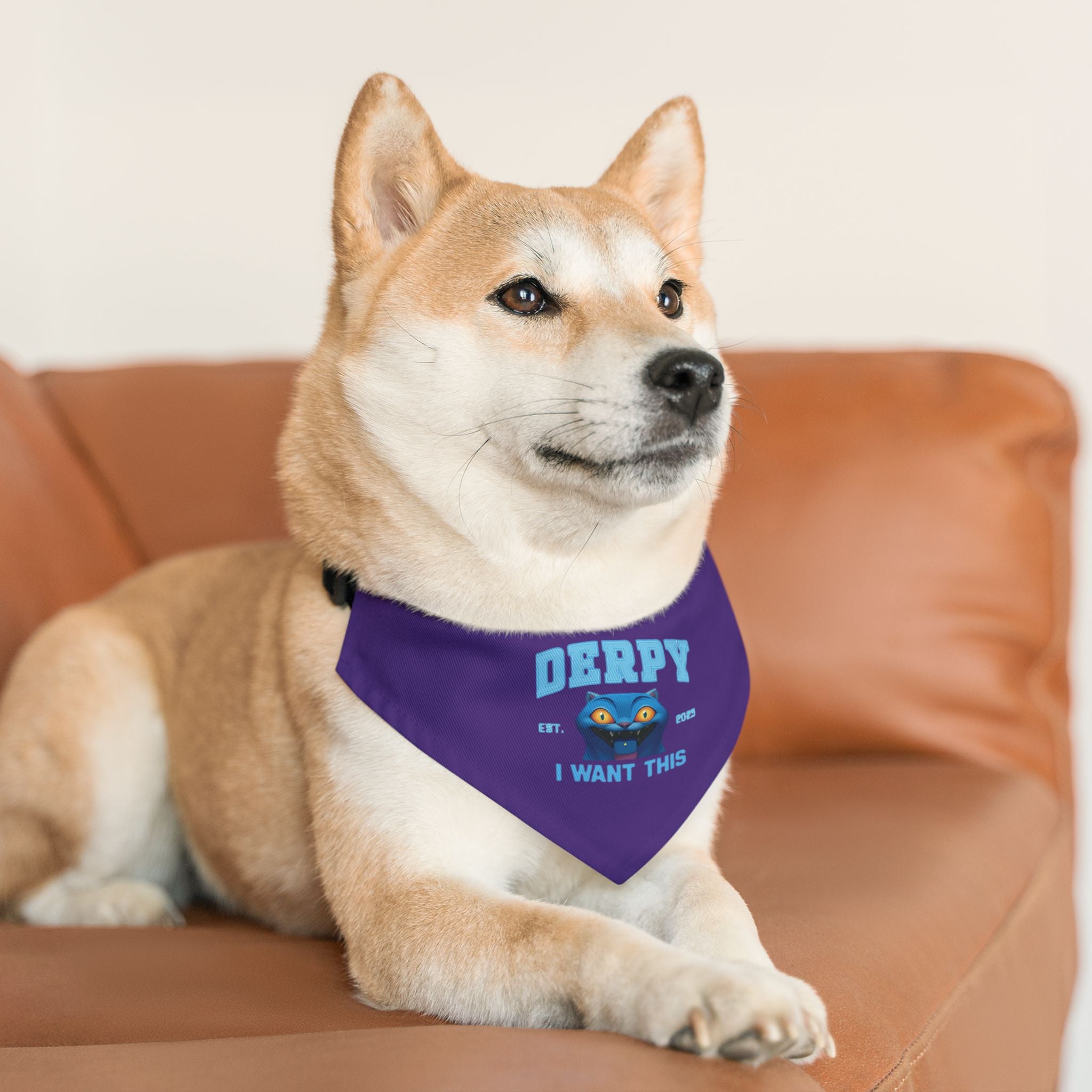 Personalized Kpop Demon Hunter Derpy Pet Bandana Collar - Purple