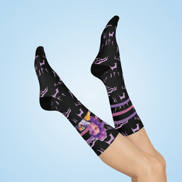 Demon Pattern Cushioned Crew Socks - Rumi Kpop Demon Hunter