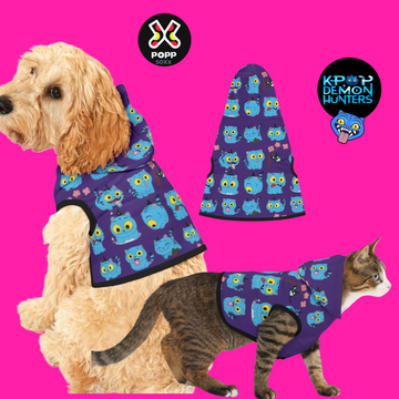 Cute Derpy Kpop Demon Hunter Pet Hoodie- Fun Pet Fashion -Purple