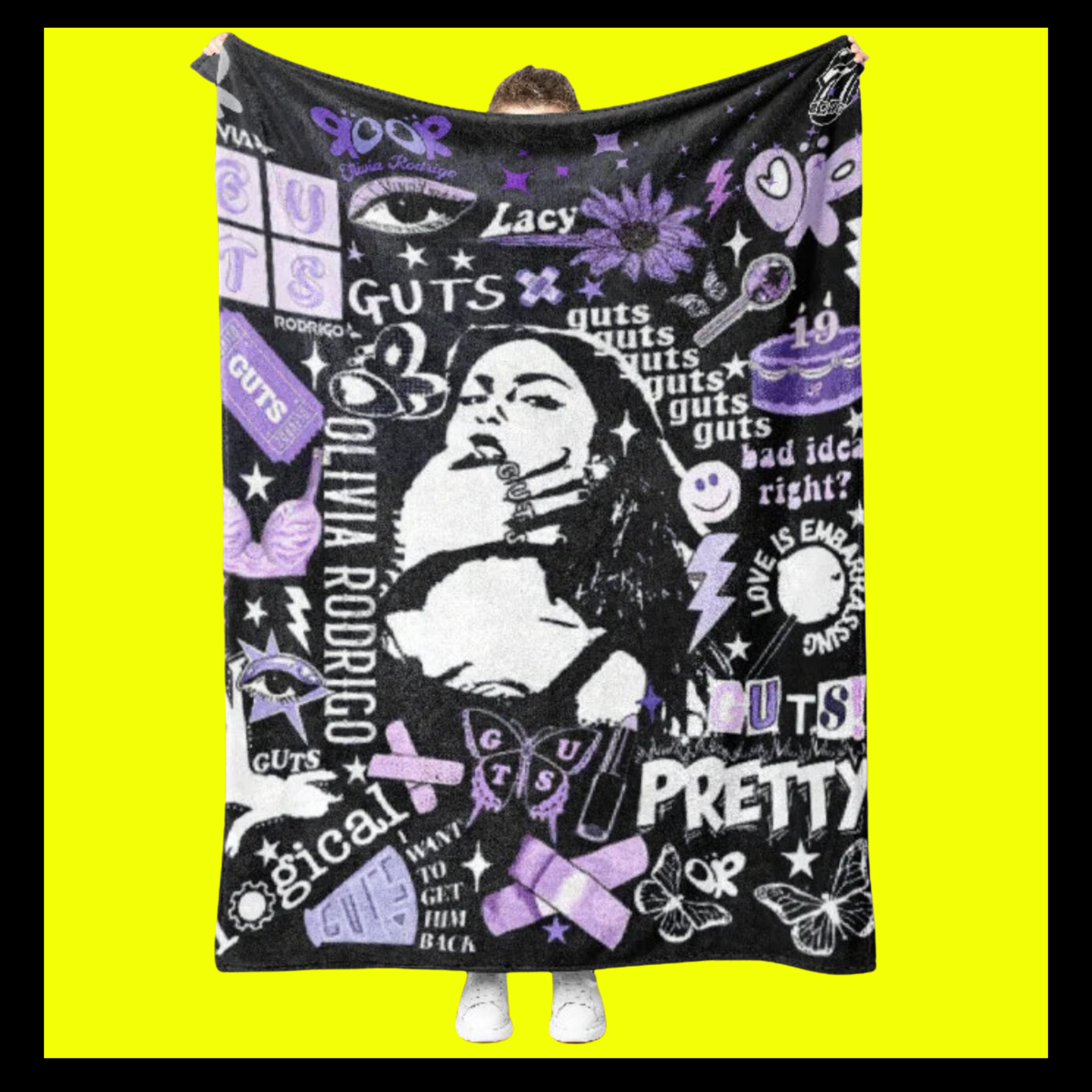 Plush Blanket - Olivia R World Tour Guts 2024 Design - Soft and Cozy Gift for Olivia Rodrigo Fans