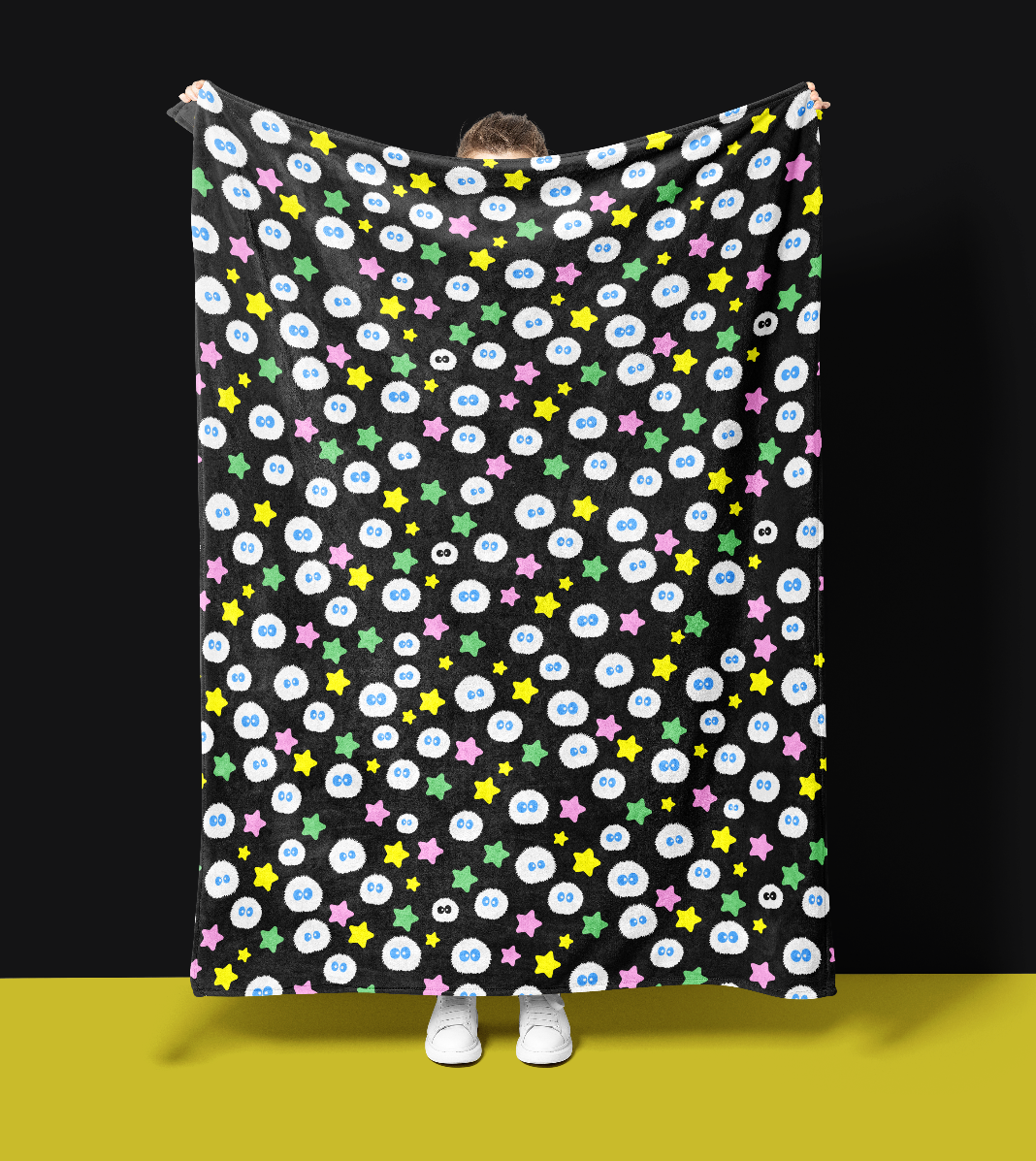 Totoro Dust Bunnies Plush Blanket - Soot Black